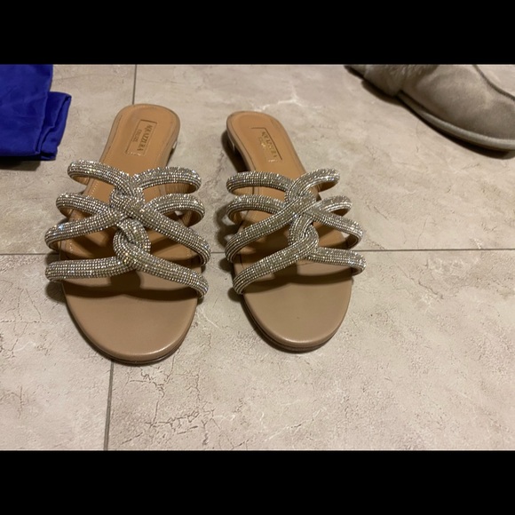 AQUAZZURA
LEATHER MOONDUST SANDALS WITH RHINESTONE EMBELLISHED - Picture 9 of 9